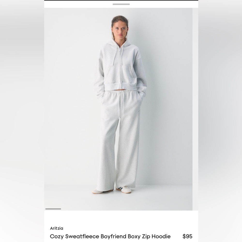 Aritzia Light Gray Hoodie and Pants Set
